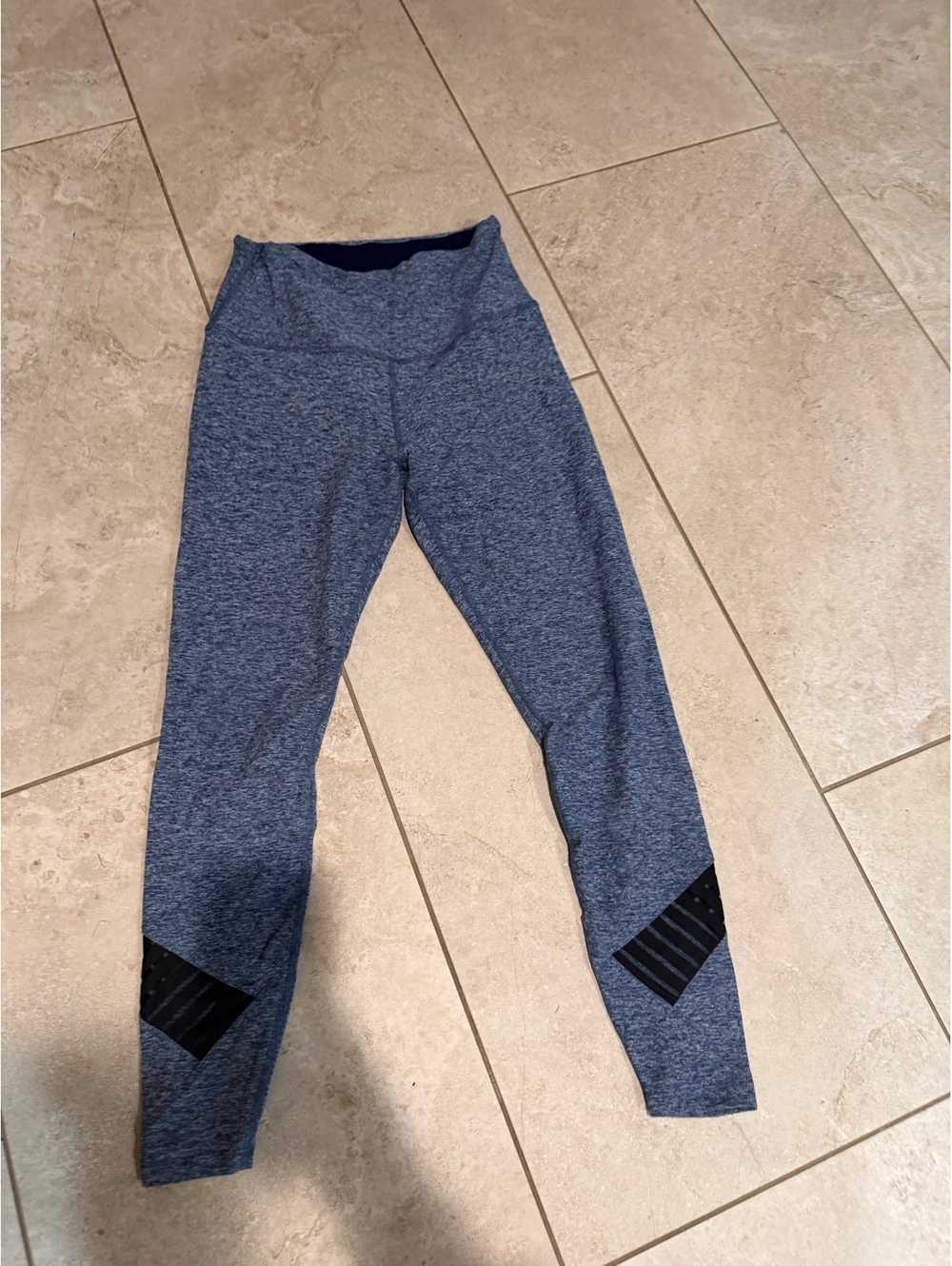 Beyond Yoga Spacedye Navy High Rise full length leggings mesh accents L